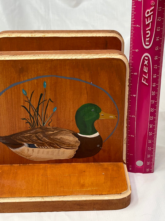 Gently Used Store – Vintage Wooden Bookends – Hand-painted Mallard Ducks (pair, 1988) – Home Décor – Used