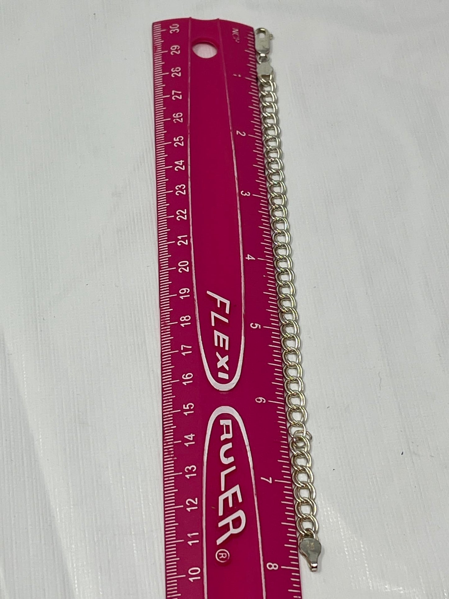 Italy 925 Sterling Silver Double Curb Cable Chain Bracelet 7.5 Inch 8g