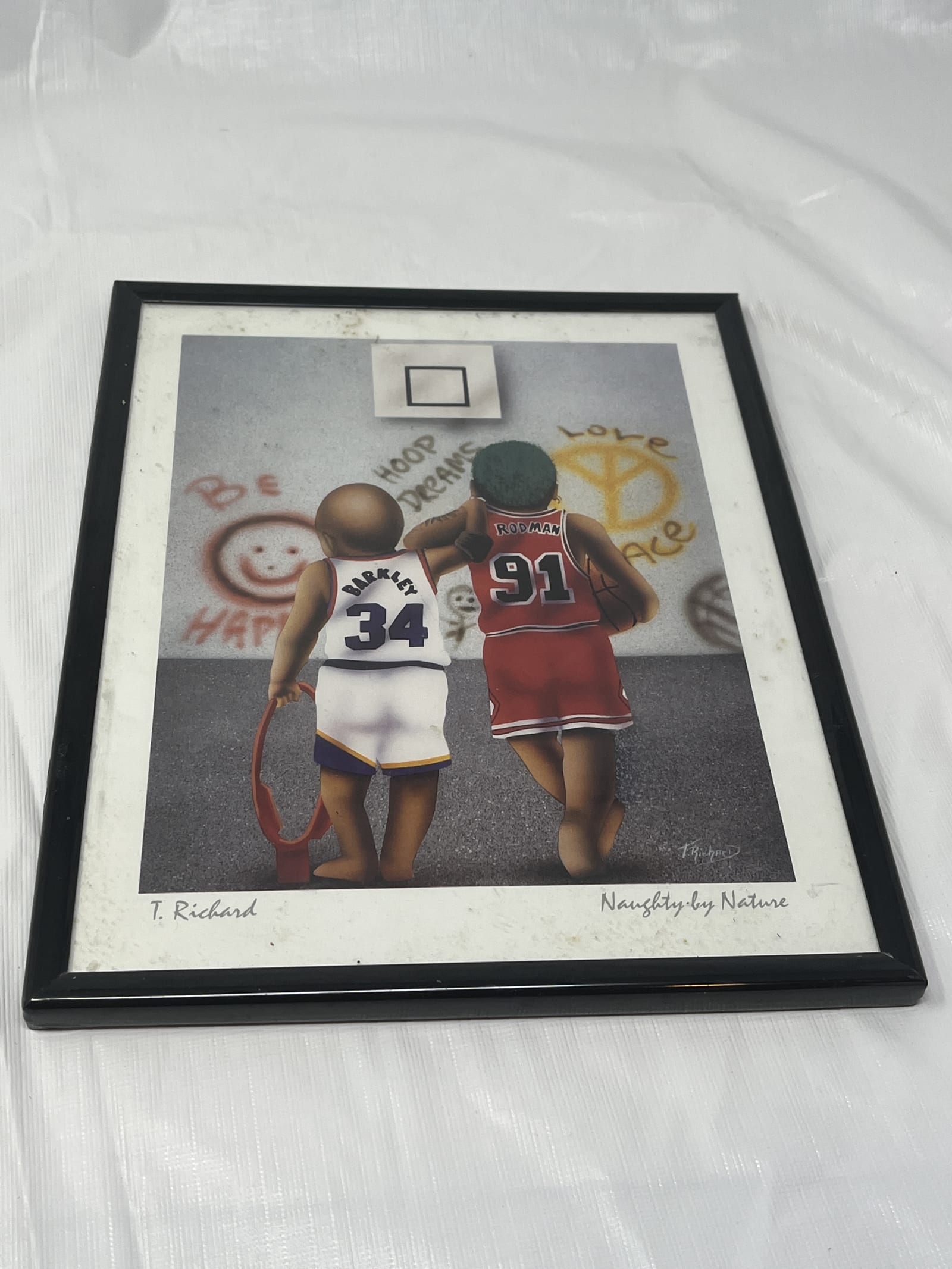 Gently Used Store – T. Richard Basketball Print – “naughty by Nature” Barkley & Rodman, 11"x14" – Wall Décor – Used