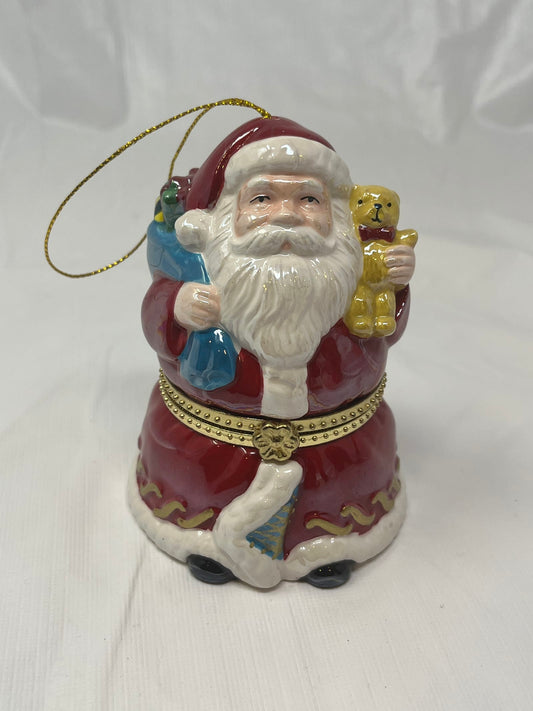 Gently Used Store – Musical Ceramic Santa Claus Trinket Box – Hinged Holiday Scene, 5" – Holiday / Seasonal – Used