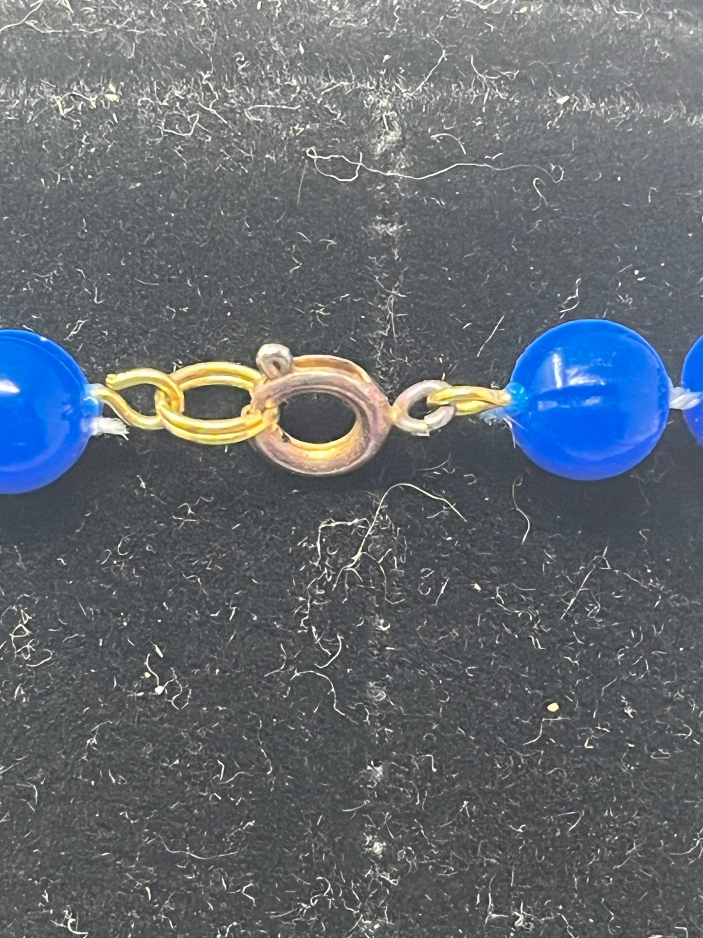 Vintage Bold Blue Bead Necklace & Matching Clip Earrings Set