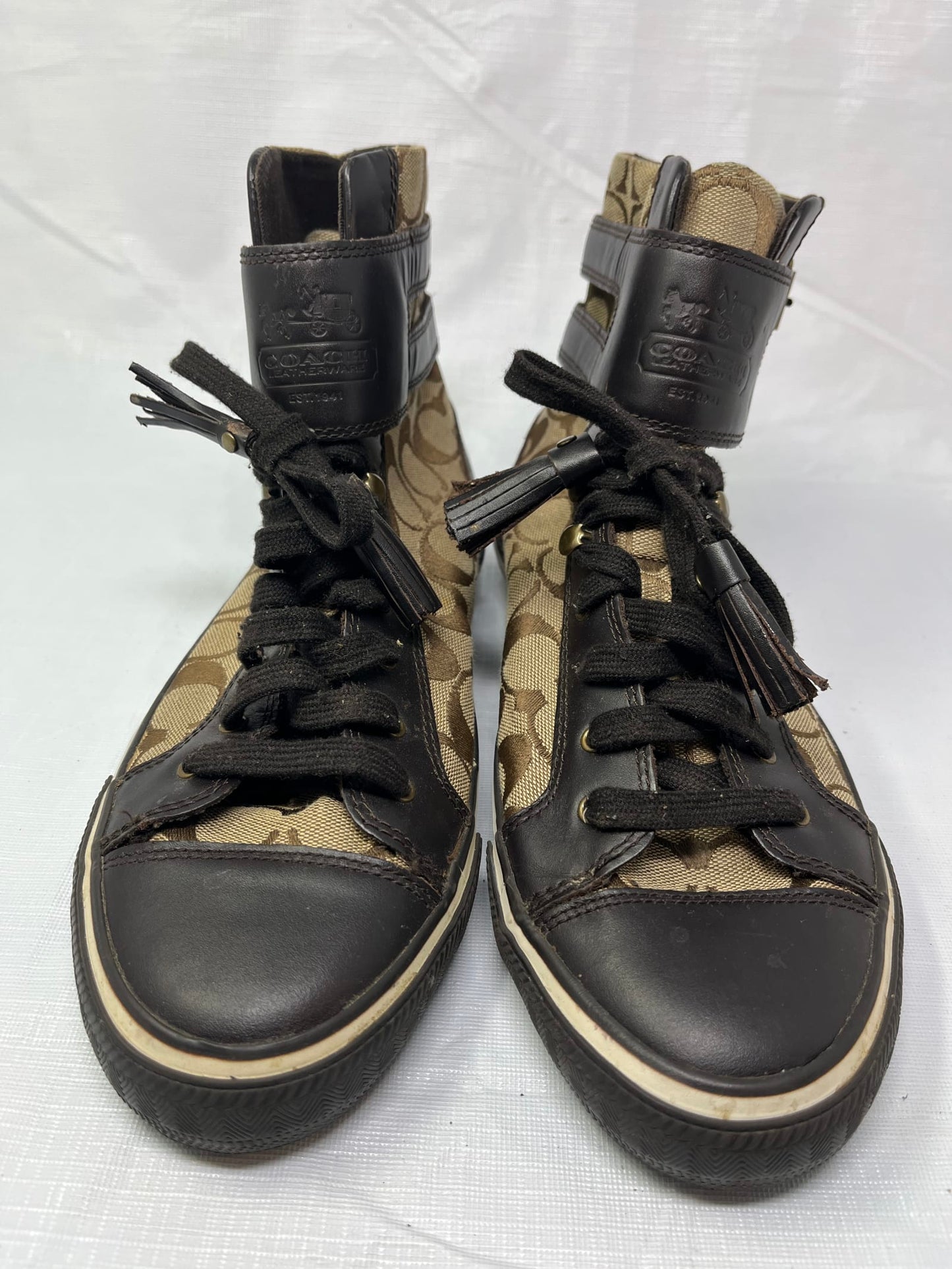 Gently Used Store – Coach Fizzle High Top Womens Size 10b Dark Brown Athletic Buckle Shoes Sneakers – Sneakers – Used