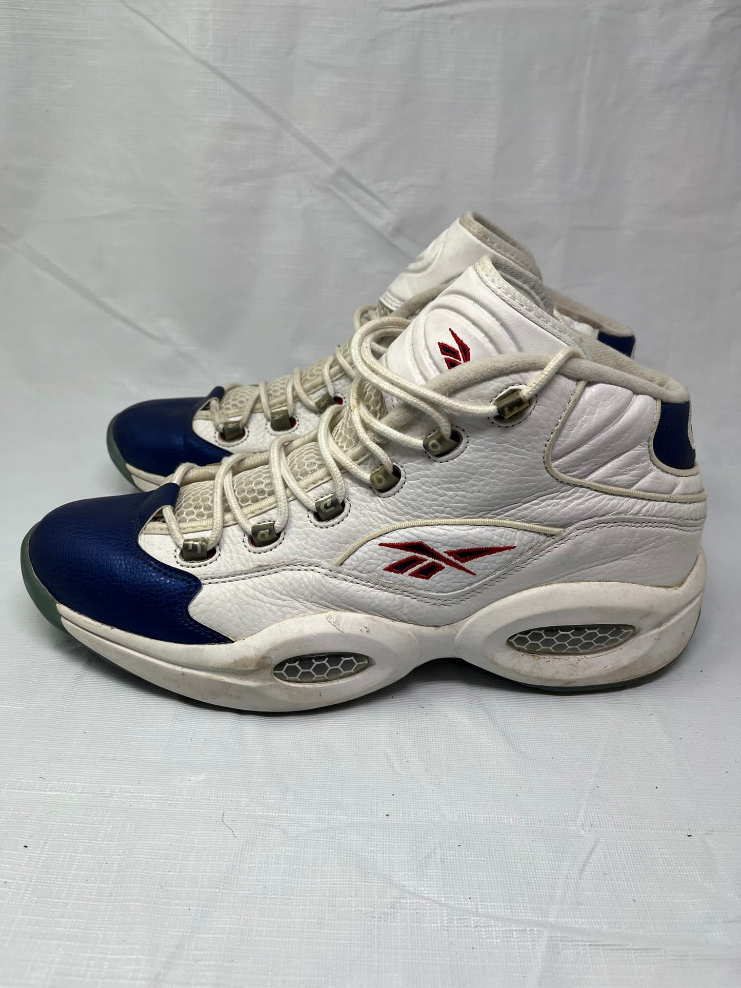 Reebok Question Mid Blue Toe Allen Iverson Basketball J82534 Mens Size 13