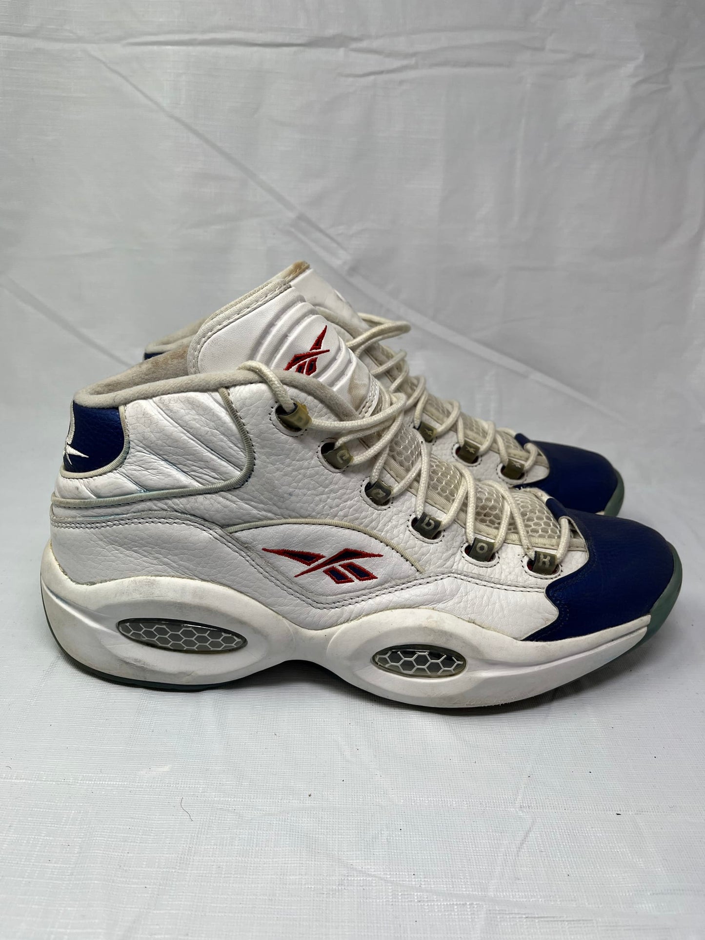 Reebok Question Mid Blue Toe Allen Iverson Basketball J82534 Mens Size 13
