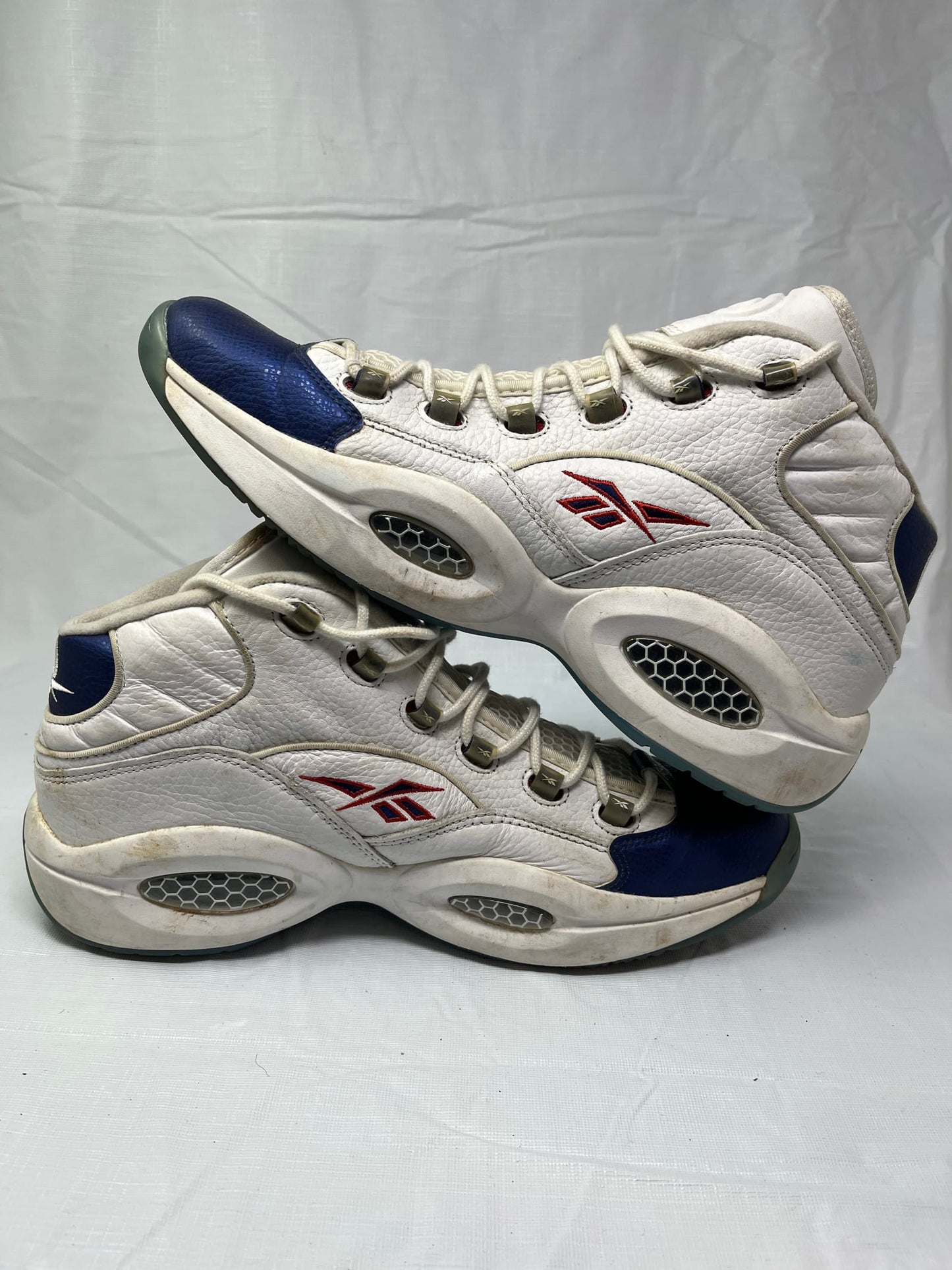 Reebok Question Mid Blue Toe Allen Iverson Basketball J82534 Mens Size 13