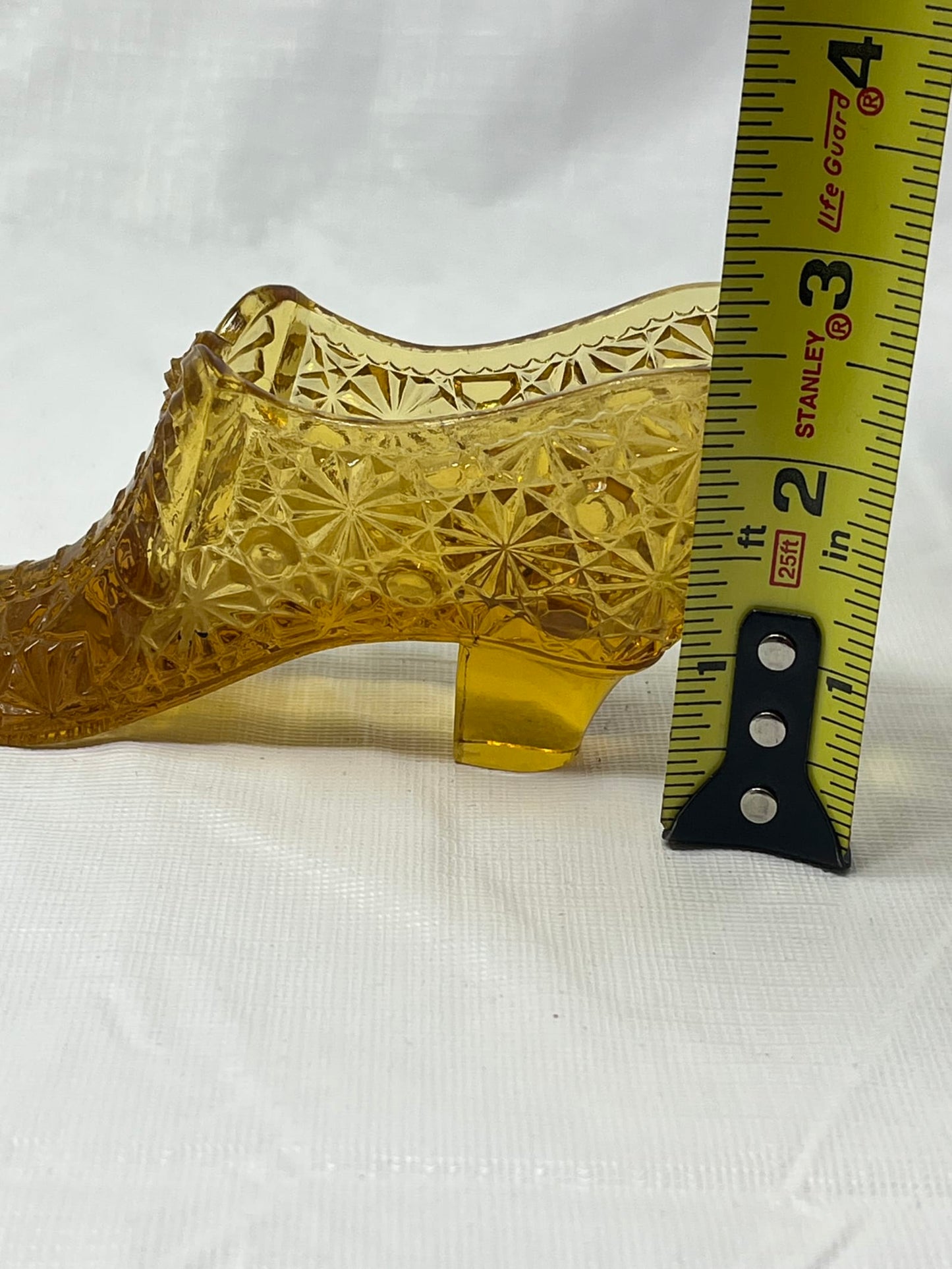 Vintage Amber Glass Shoe Figurine 5 Inch