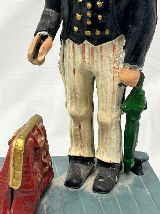 Uncle Sam Cast Iron Mechanical Bank Taiwan Vintage Repro Coin Bank