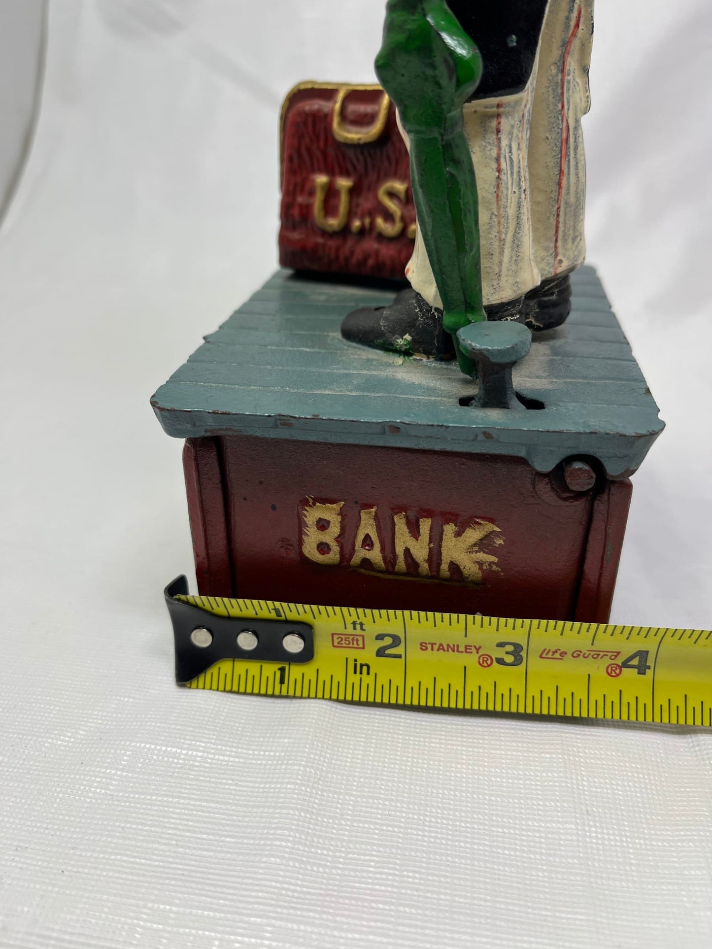 Uncle Sam Cast Iron Mechanical Bank Taiwan Vintage Repro Coin Bank