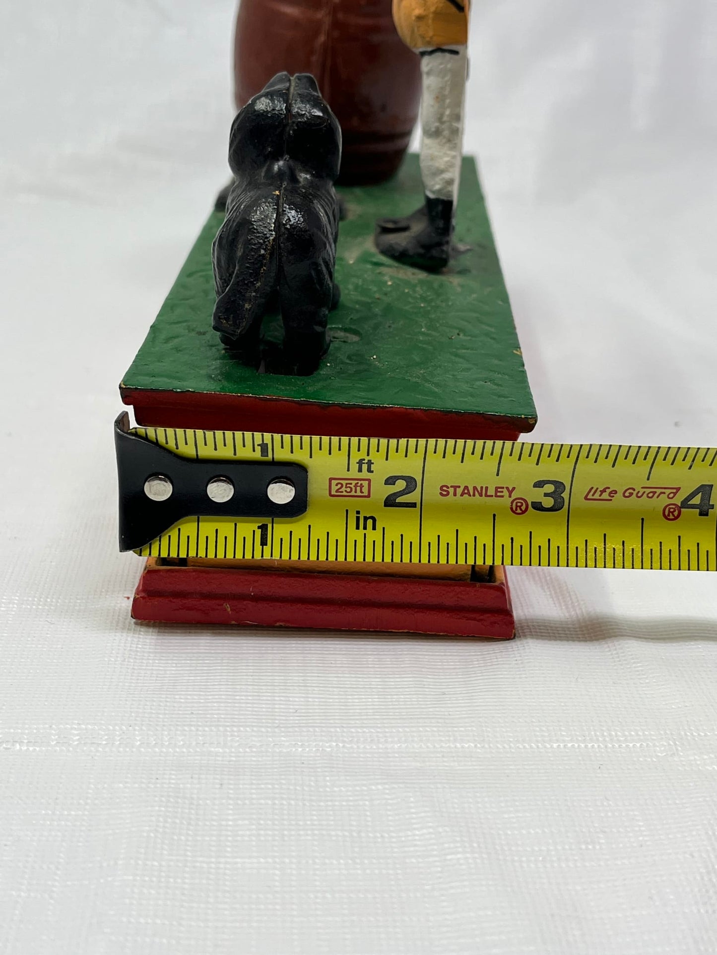 Vintage Cast Iron Trick Dog Circus Clown Mechanical Coin Bank Taiwan 8x2.5x7