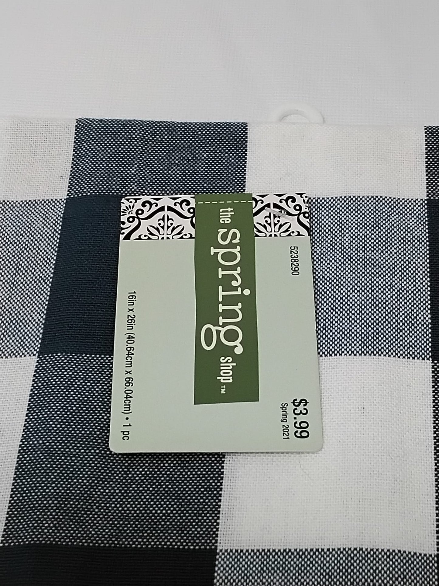 The Spring Shop Buffalo Check Kitchen Towel Navy Blue & White Gingham 16x26 New