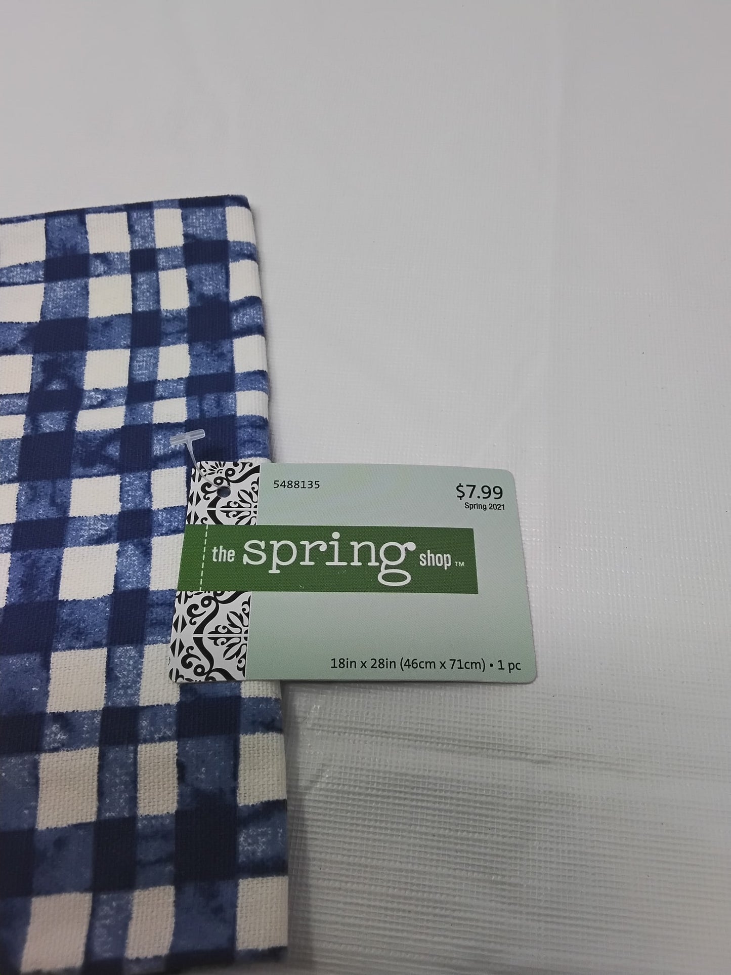 The Spring Shop Julia Kitchen Towel Blue & White Watercolor Gingham with Tassels 18x28 New