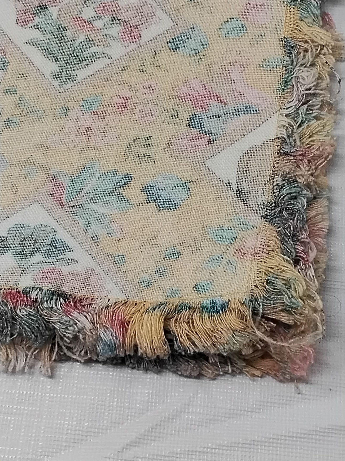 Set of 4 Boho Floral Tapestry Fringe Placemats Mustard Multi 17” Square