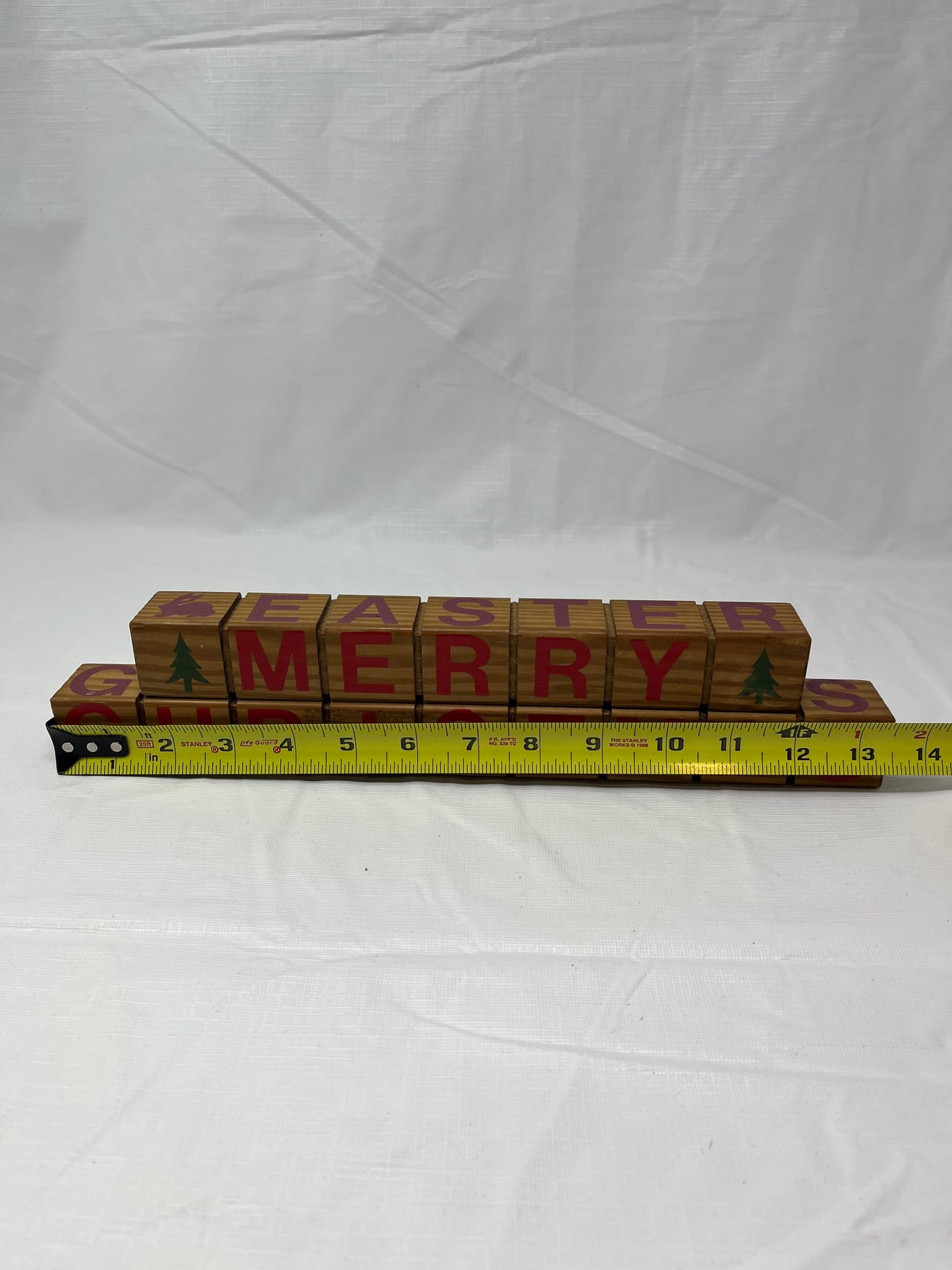 Reversible Wooden Letter Blocks Merry Christmas Easter Greetings Be My Valentine Welcome Friends