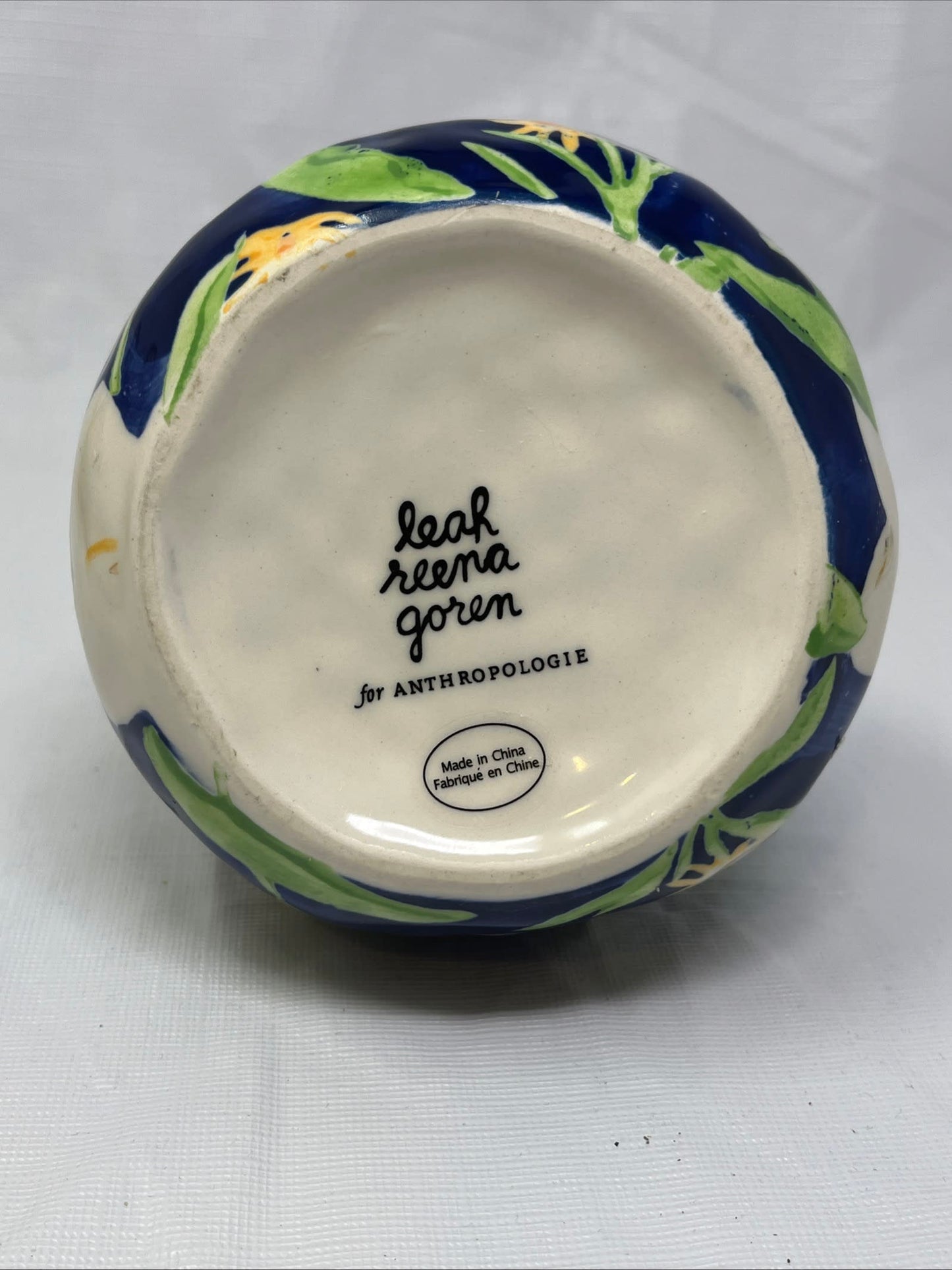 Leah Reena Goren for Anthropologie Floral Ceramic Vase 6.5" Tall Excellent Condition