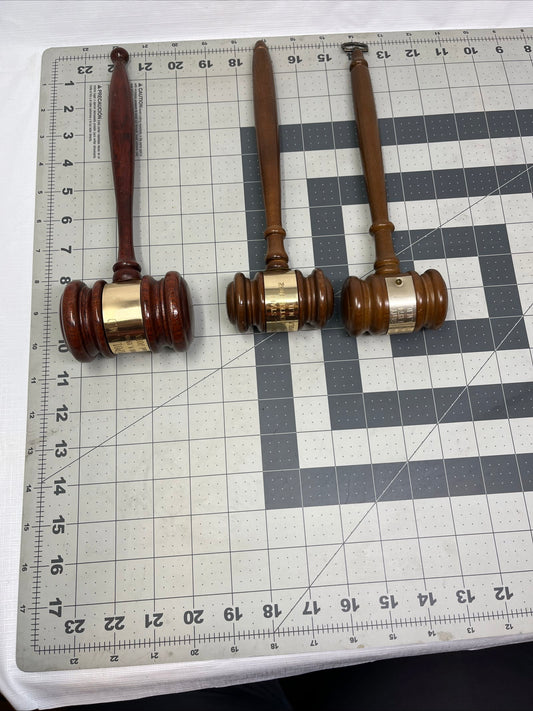 Vintage Set of 3 Wooden Presentation / Judge / Auctioneer Gavels — 1974–1982