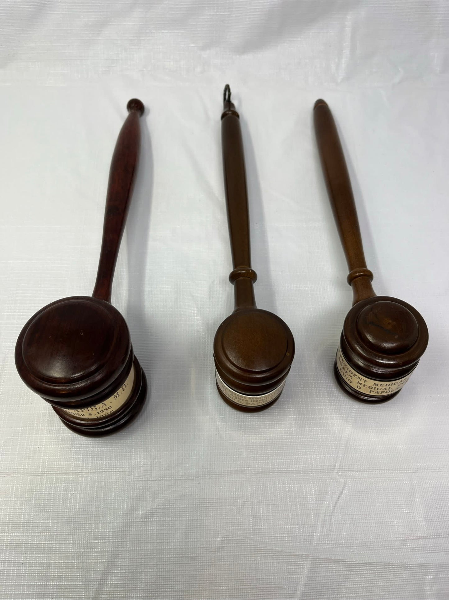 Vintage Set of 3 Wooden Presentation / Judge / Auctioneer Gavels — 1974–1982