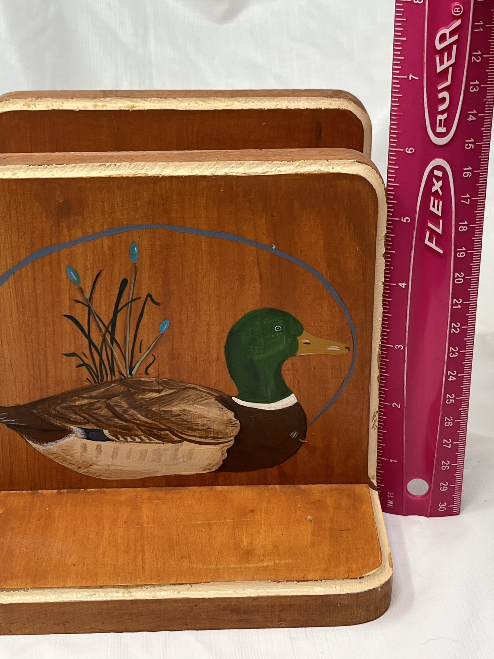 Gently Used Store – Vintage Wooden Bookends – Hand-painted Mallard Ducks (pair, 1988) – Home Décor – Used