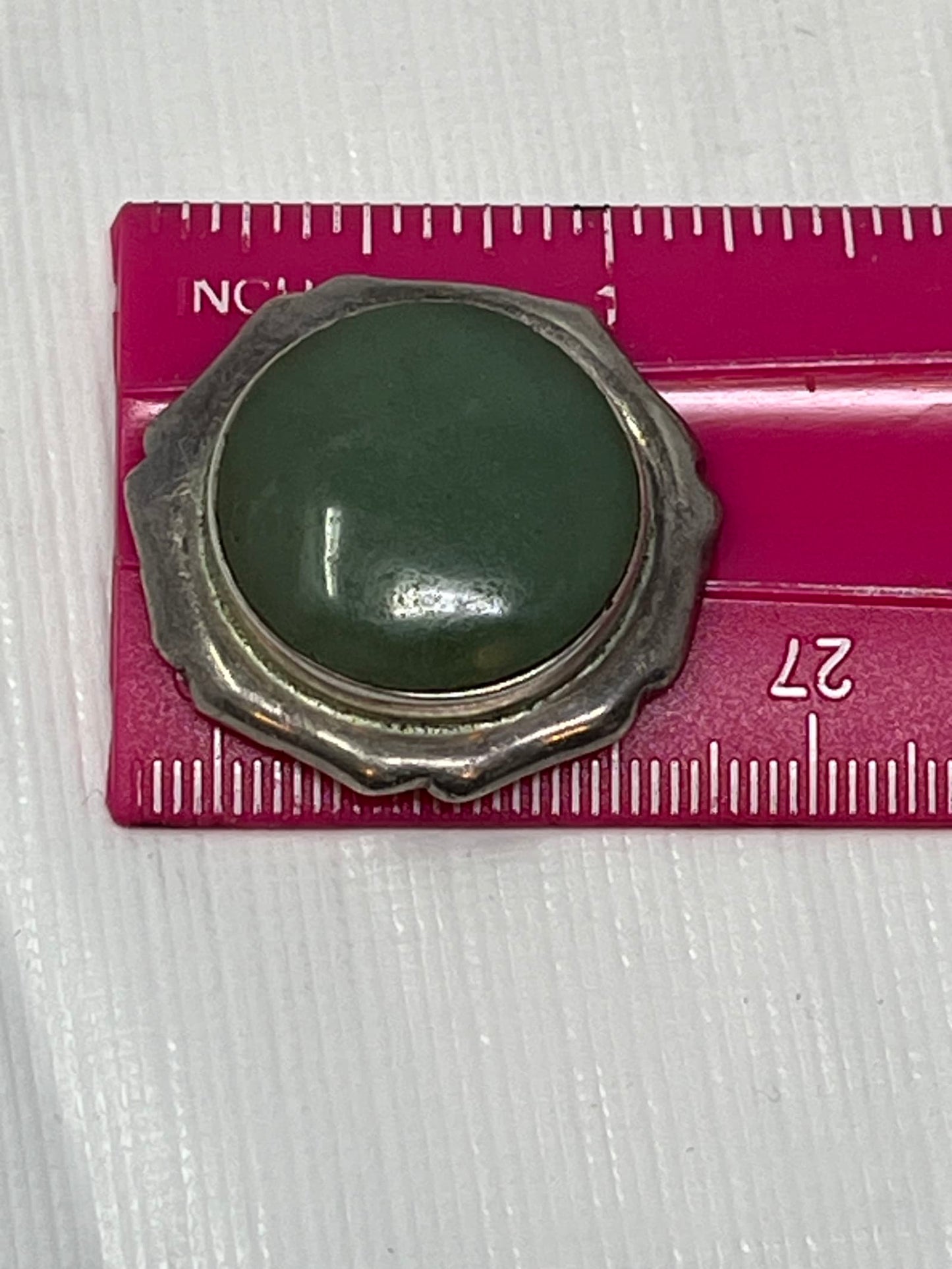 Vintage Mexico 925 Silver Green Jade Clip-On Earrings 22g – One Missing