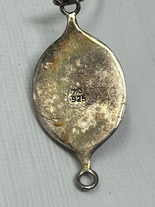 Vintage 925 Sterling Silver Bangle Bracelet 6g Black Cabochon MD Marked