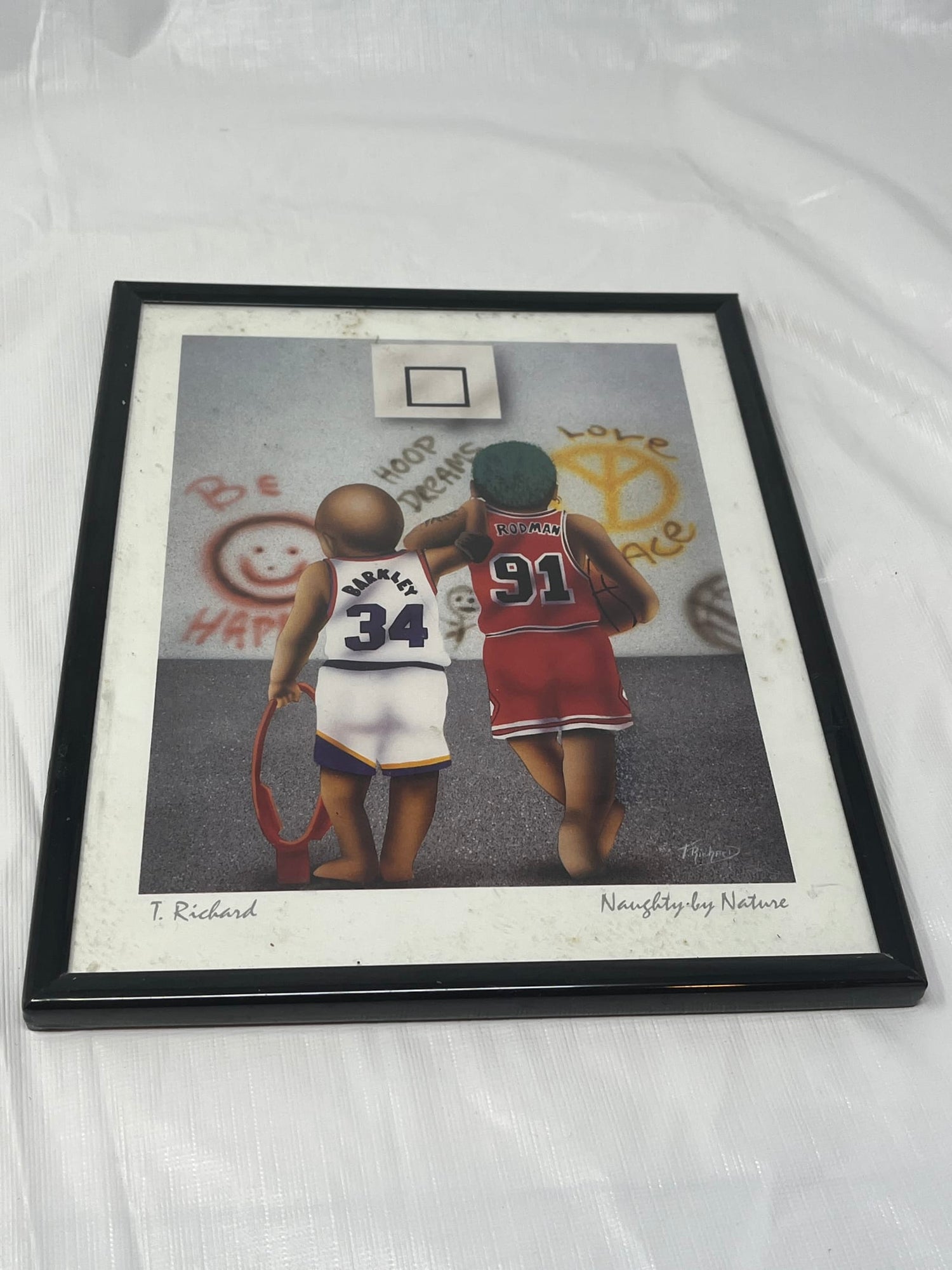 Gently Used Store – T. Richard Basketball Print – “naughty by Nature” Barkley & Rodman, 11"x14" – Wall Décor – Used