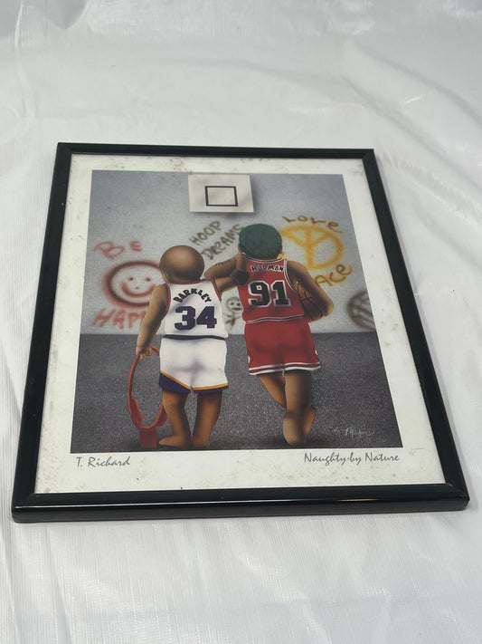 Gently Used Store – T. Richard Basketball Print – “naughty by Nature” Barkley & Rodman, 11"x14" – Wall Décor – Used