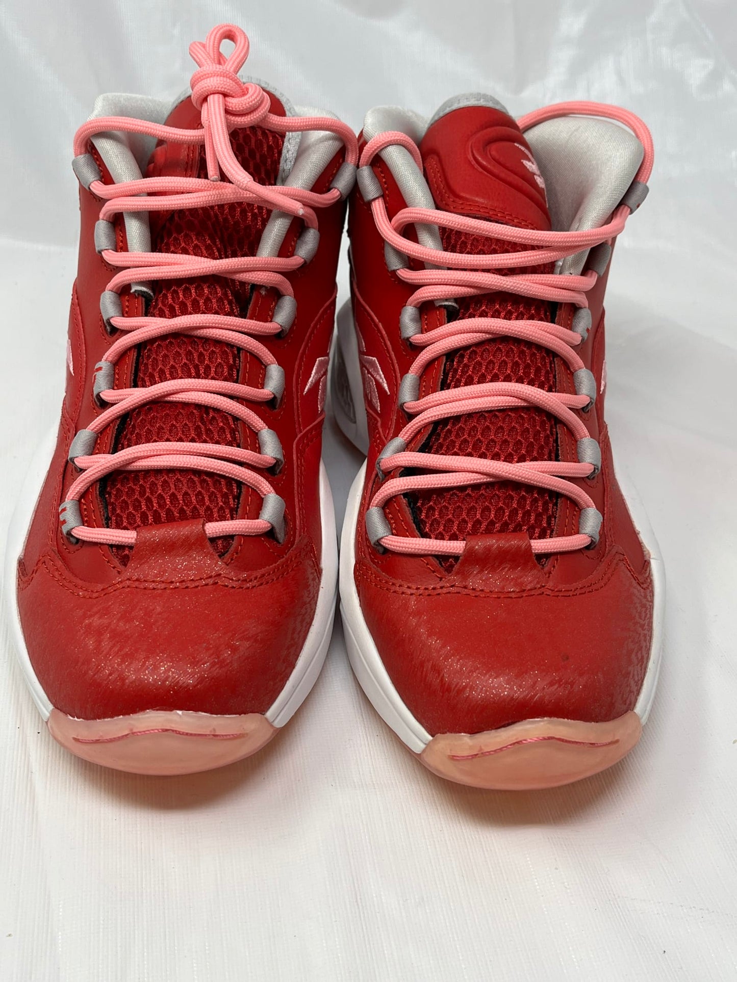 Reebok Question Mid Girls Sneakers – Size 6.5, Scarlet/Light Pink/White