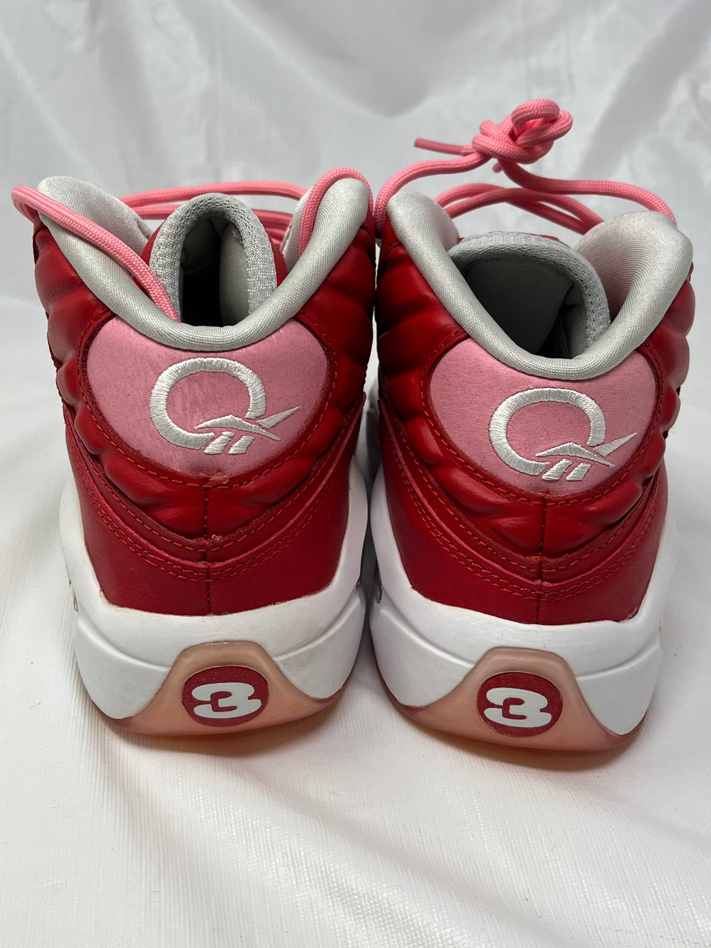Reebok Question Mid Girls Sneakers – Size 6.5, Scarlet/Light Pink/White
