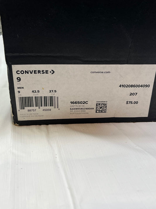 Converse UNT1TL3D Hi Men’s Sneakers – Size 9, Black/White/Bold Mandarin