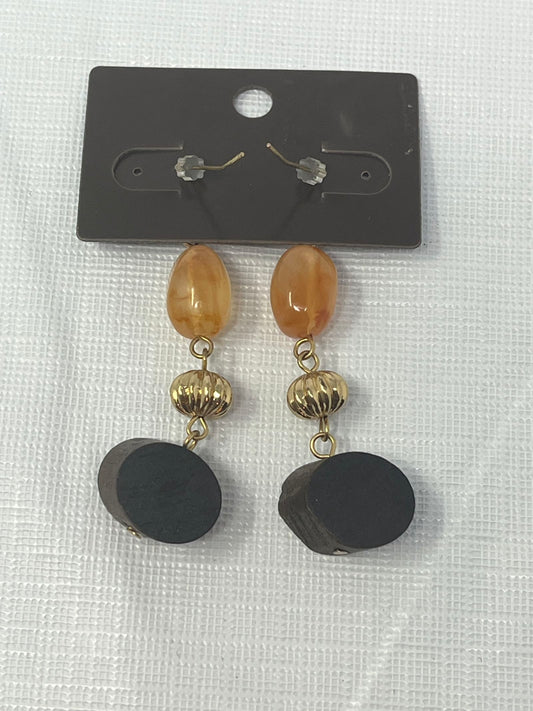 Chico’s Dangle Earrings with Amber Beads & Wood Accents