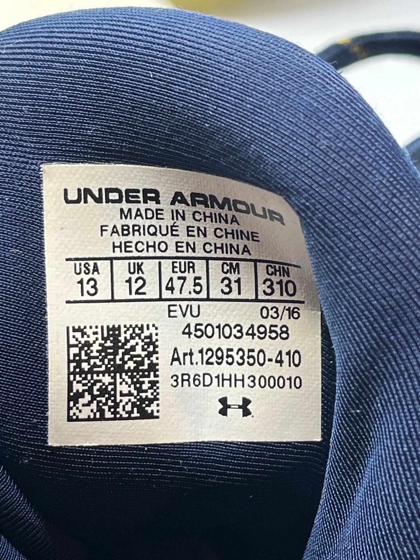 Under Armour Blue White Sports Shoes Sneakers Size 13