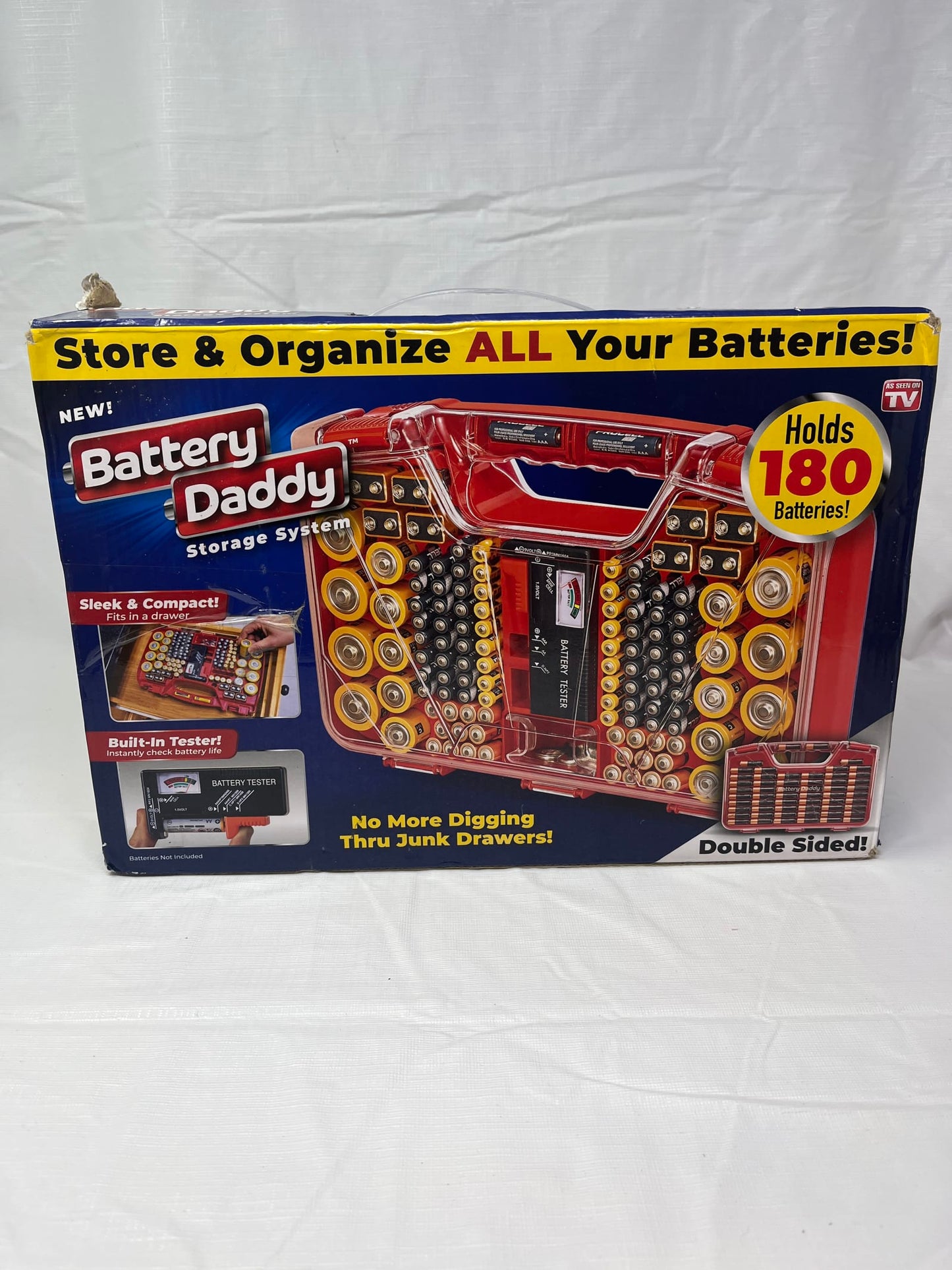 Gently Used Thrift Store – Battery Daddy 180 Battery Storage Organizer W/ Built-in Tester – Open Box