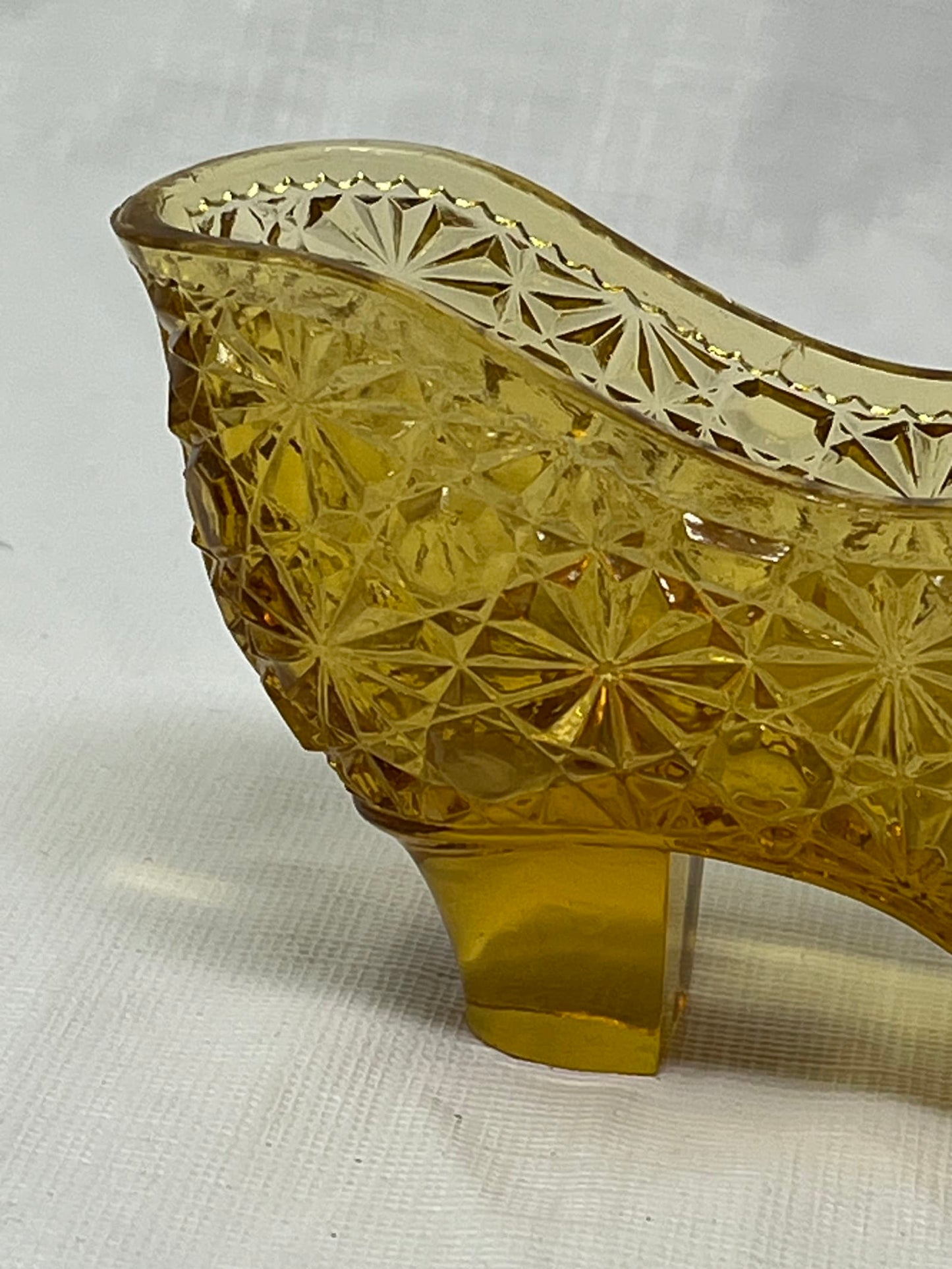 Vintage Amber Glass Shoe Figurine 5 Inch