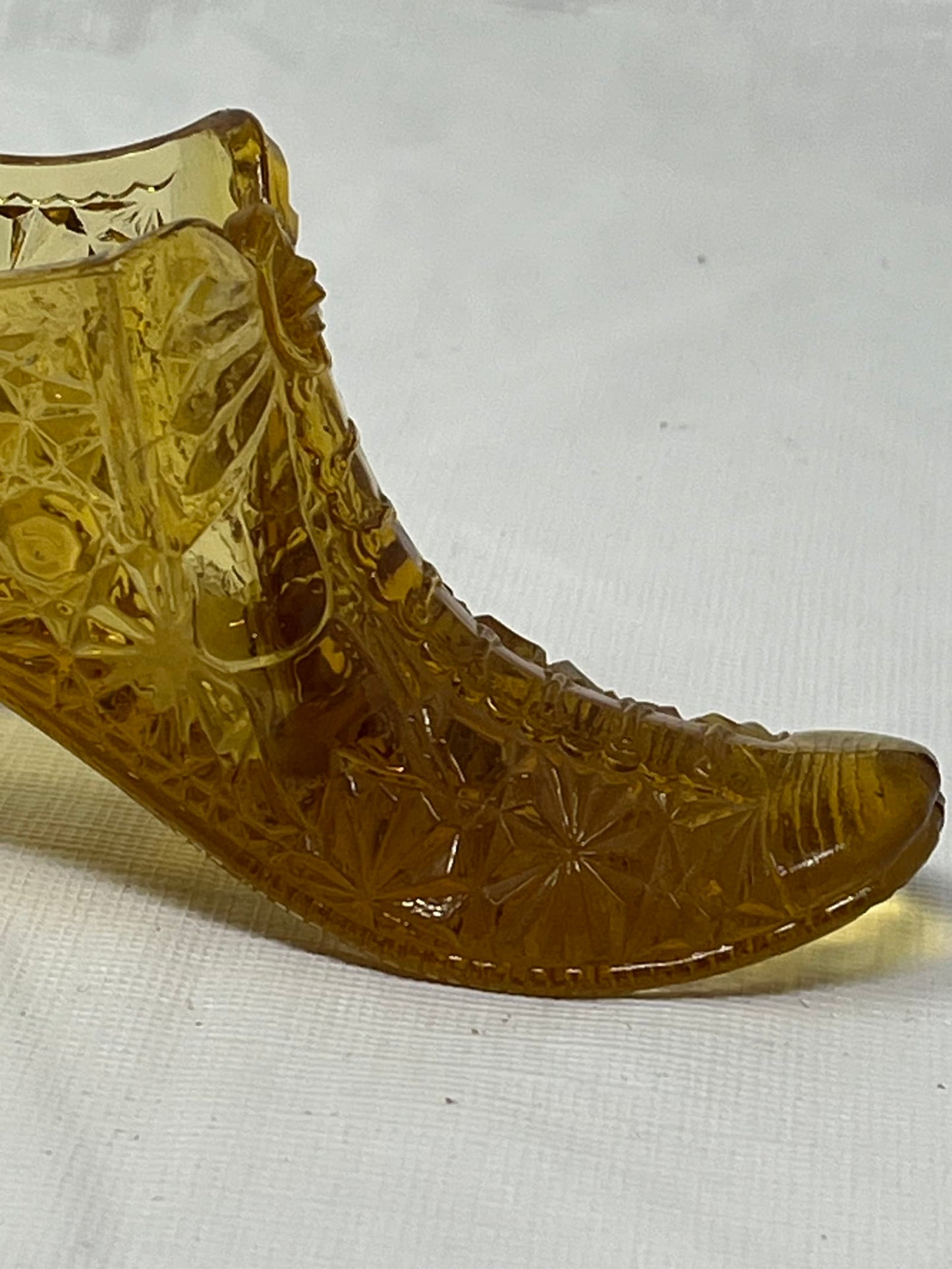 Vintage Amber Glass Shoe Figurine 5 Inch