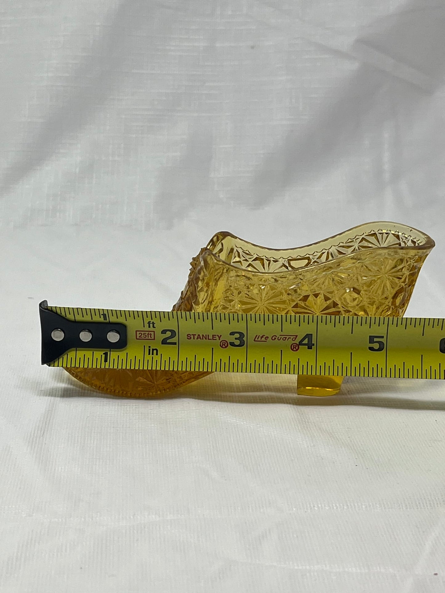 Vintage Amber Glass Shoe Figurine 5 Inch