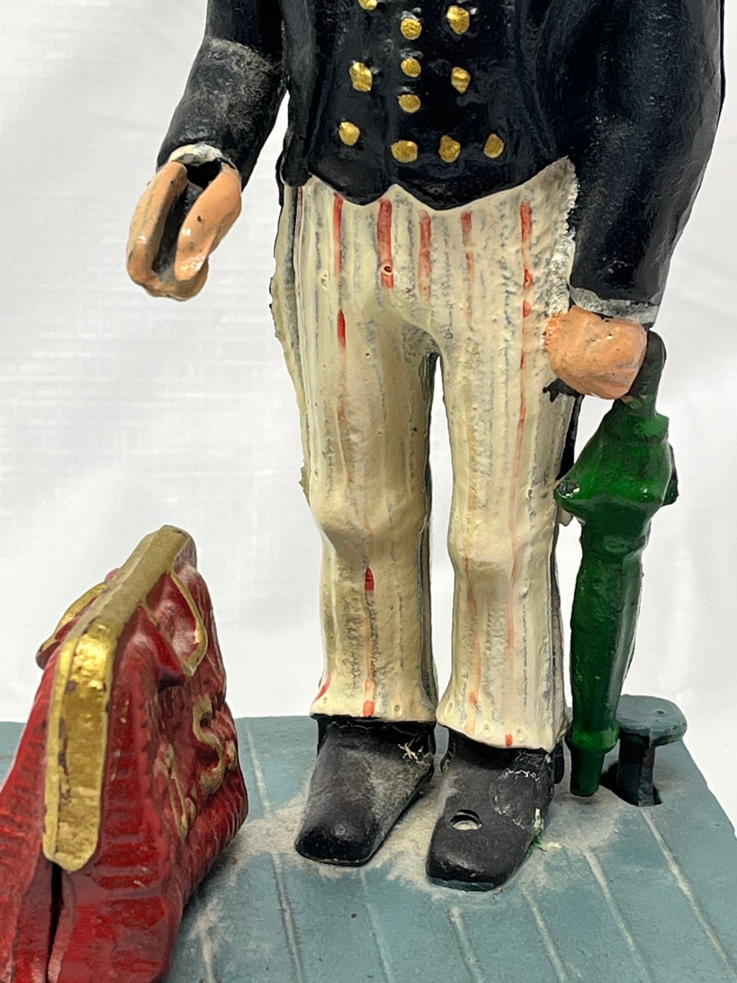 Uncle Sam Cast Iron Mechanical Bank Taiwan Vintage Repro Coin Bank