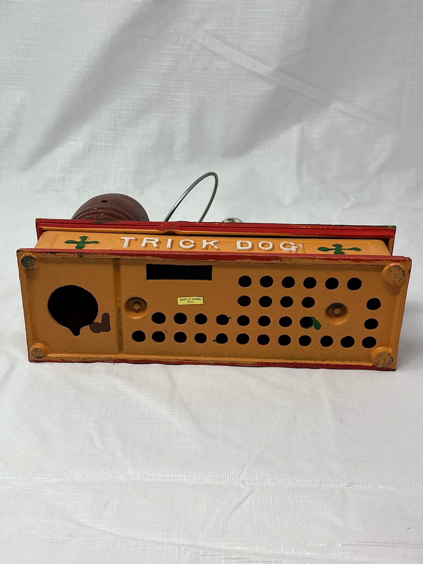 Vintage Cast Iron Trick Dog Circus Clown Mechanical Coin Bank Taiwan 8x2.5x7