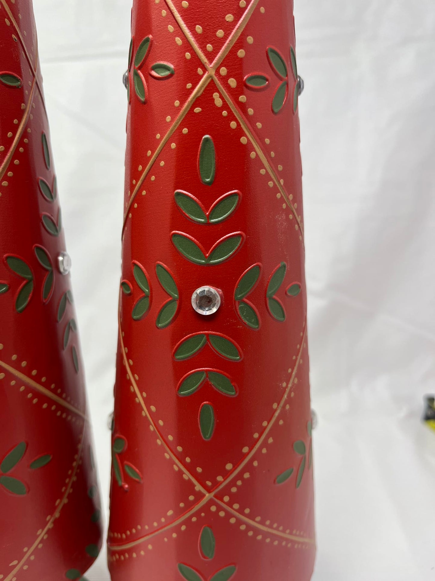 Painted Metal Christmas Tree Rhinestones Gold Star