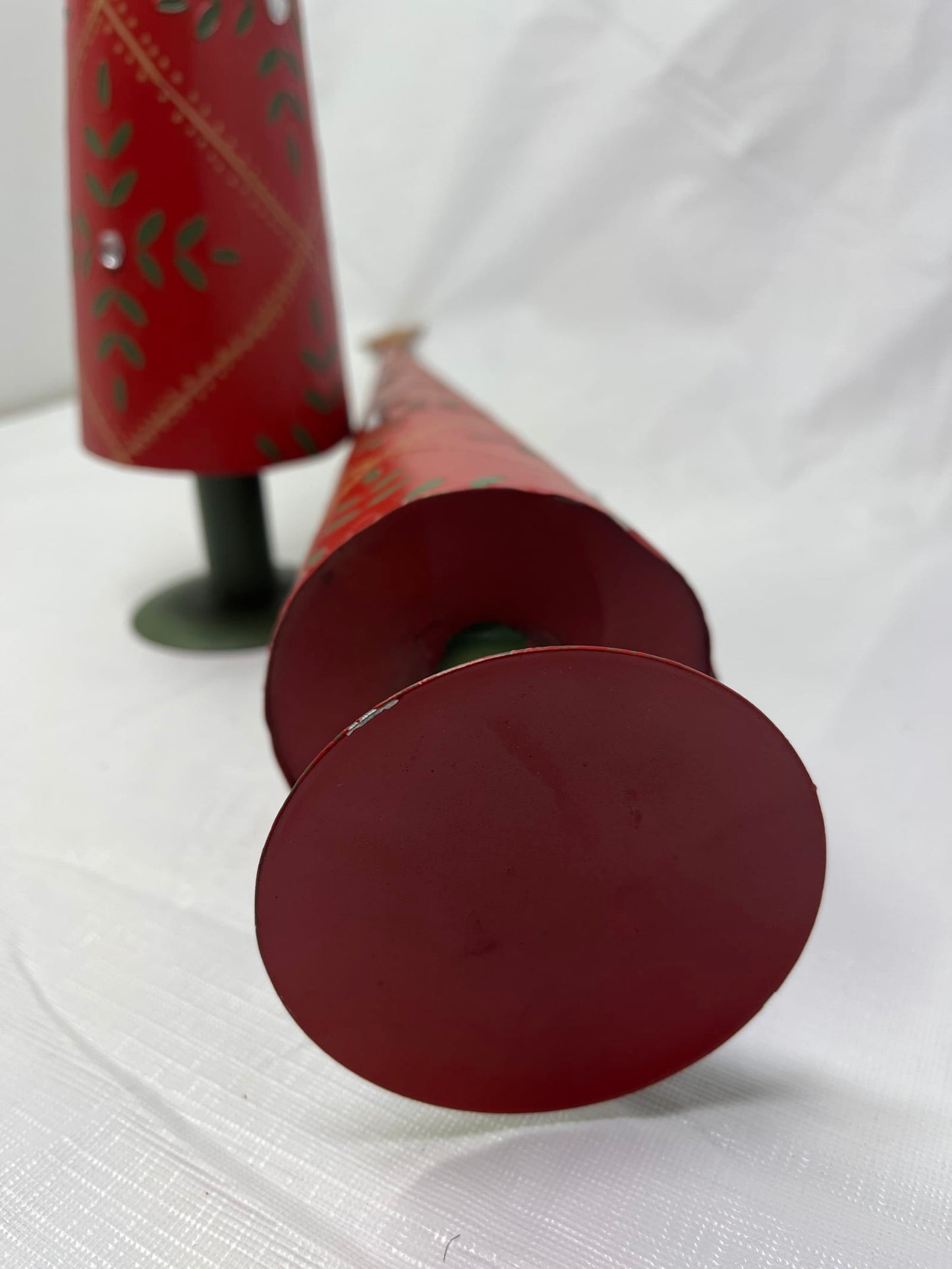 Painted Metal Christmas Tree Rhinestones Gold Star