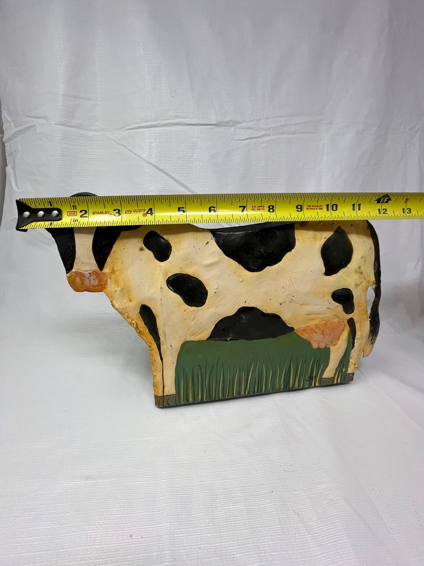 Handpainted Metal Cow Wall Planter Folk Art Farmhouse Rustic