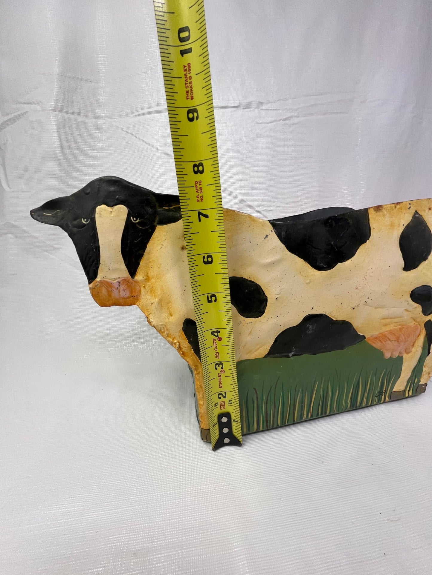 Handpainted Metal Cow Wall Planter Folk Art Farmhouse Rustic