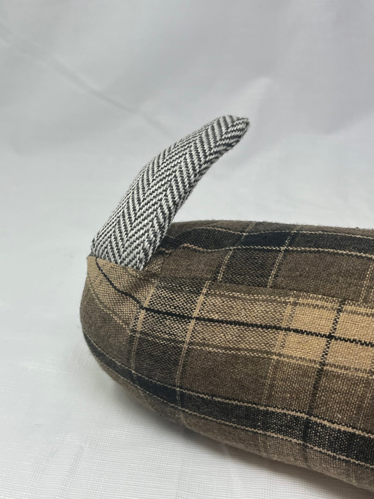 Weighted Dachshund 34" Door Draft Stopper – Brown Plaid & Chevron Pattern