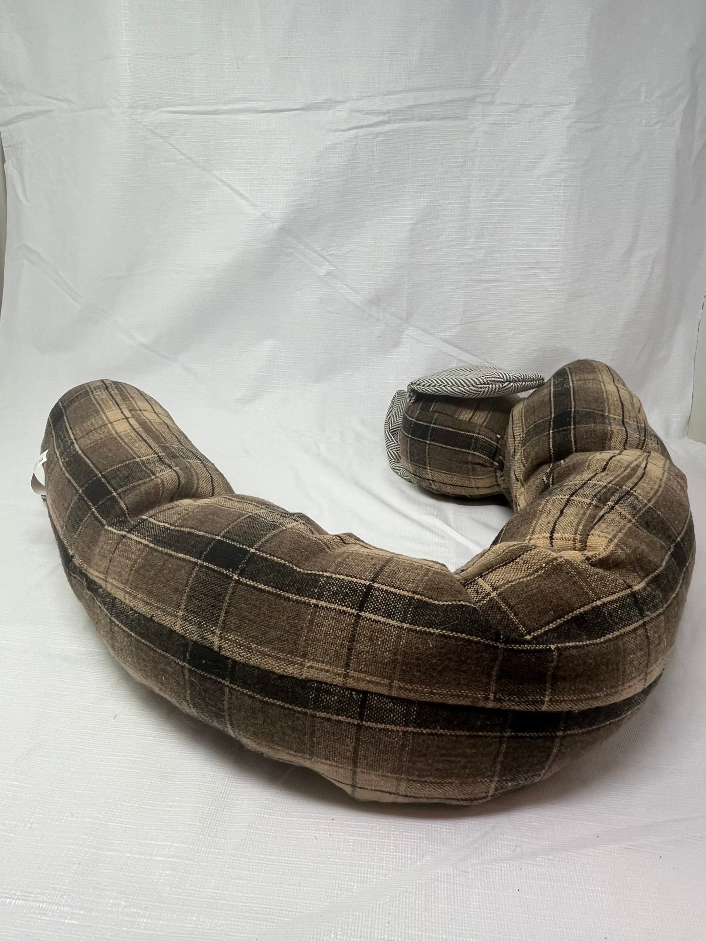 Weighted Dachshund 34" Door Draft Stopper – Brown Plaid & Chevron Pattern
