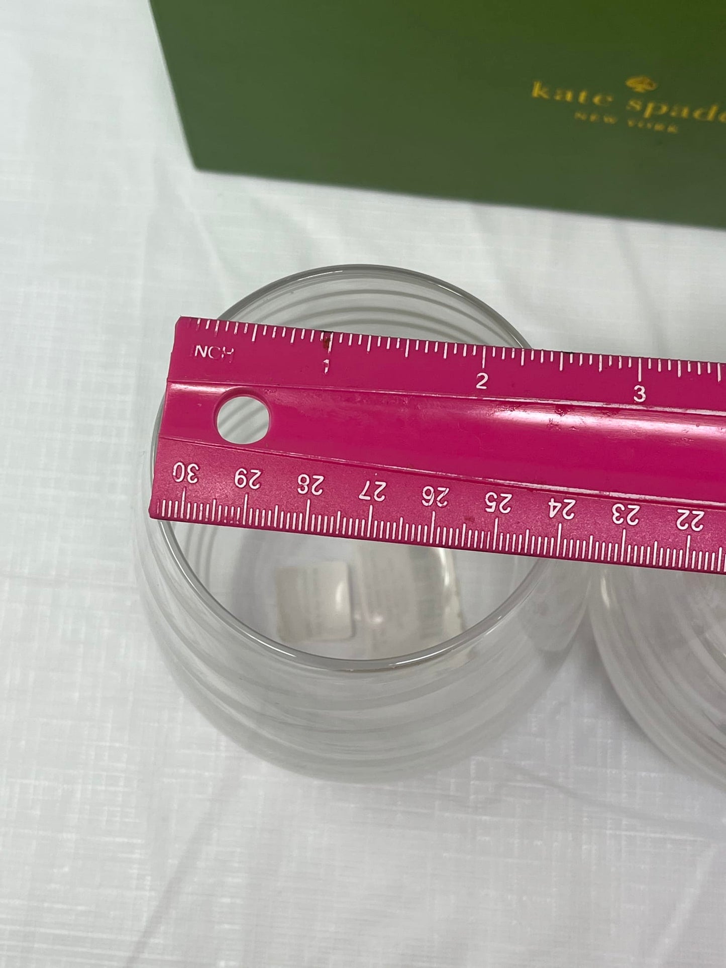 Kate Spade for Lenox “Charlotte Street” Stemless Wine Glass – Clear w/ White Stripe