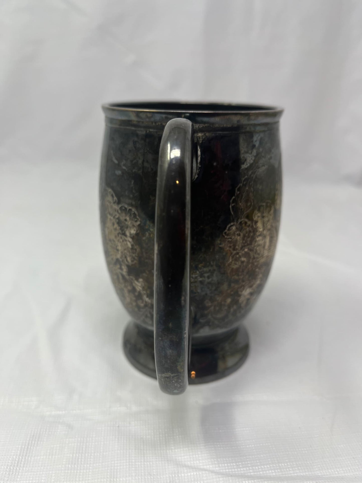 A.K.E. 2963 India Silver Plated Etched Mug – Floral Engraved Tankard