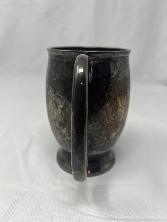 A.K.E. 2963 India Silver Plated Etched Mug – Floral Engraved Tankard