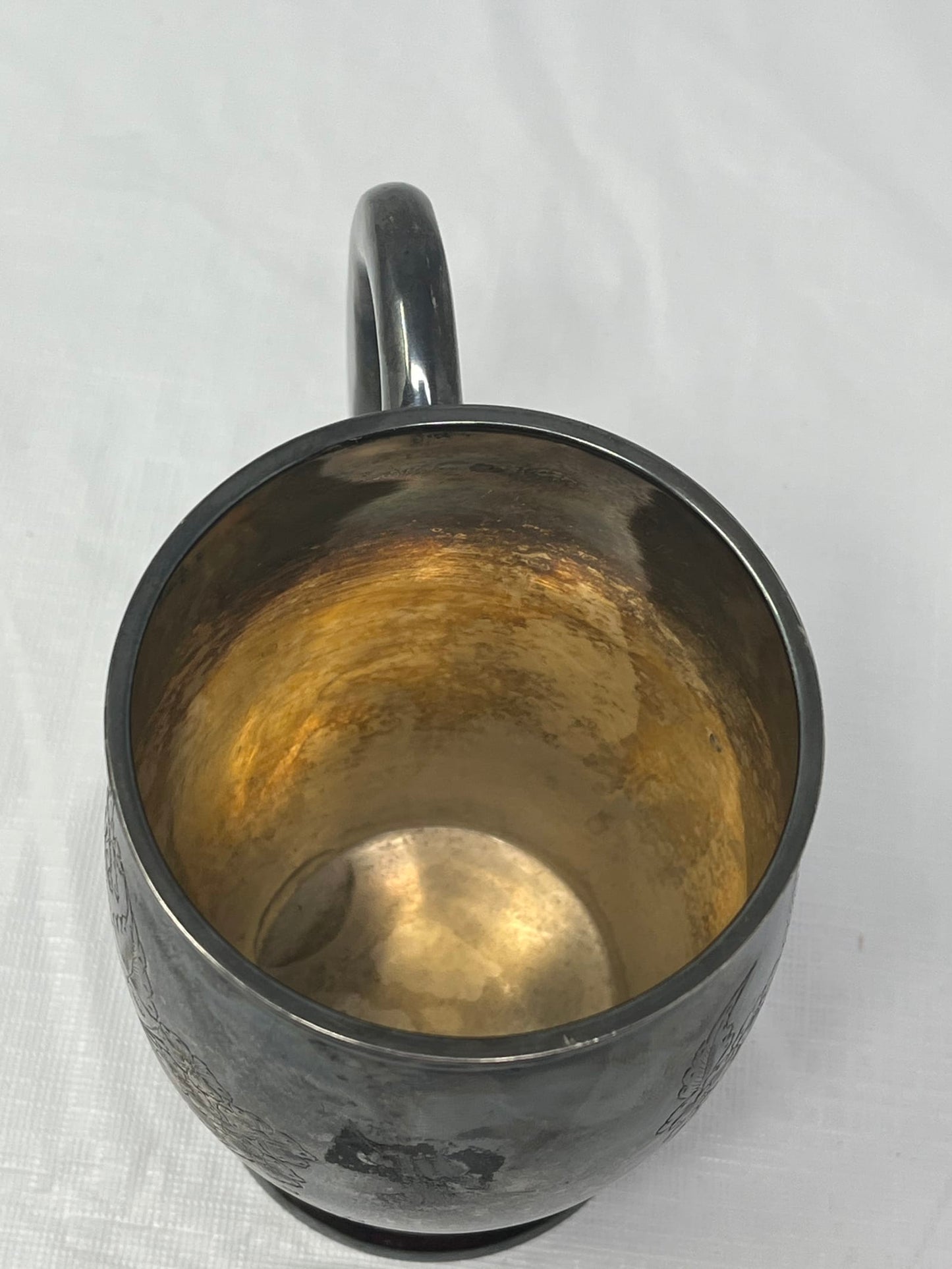 A.K.E. 2963 India Silver Plated Etched Mug – Floral Engraved Tankard