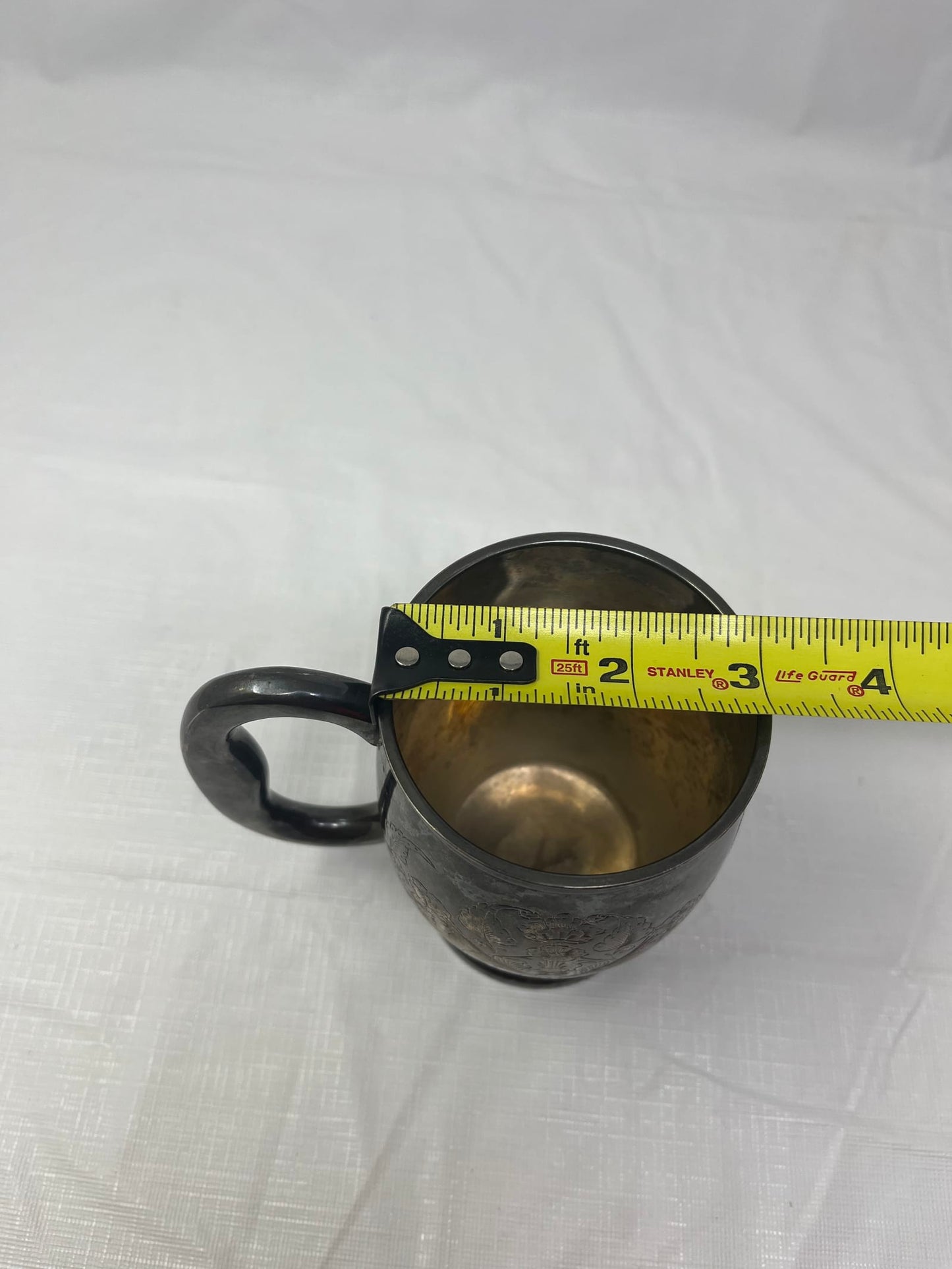 A.K.E. 2963 India Silver Plated Etched Mug – Floral Engraved Tankard