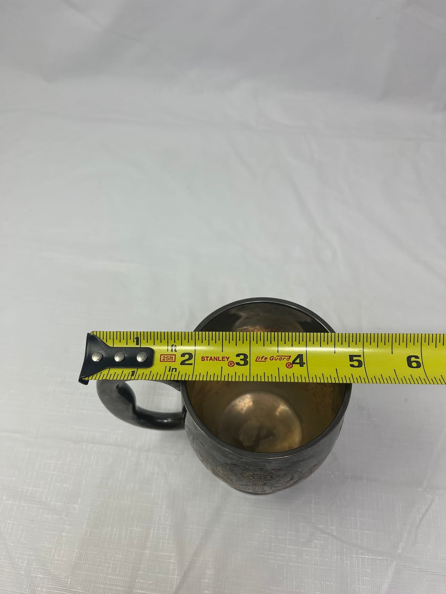 A.K.E. 2963 India Silver Plated Etched Mug – Floral Engraved Tankard