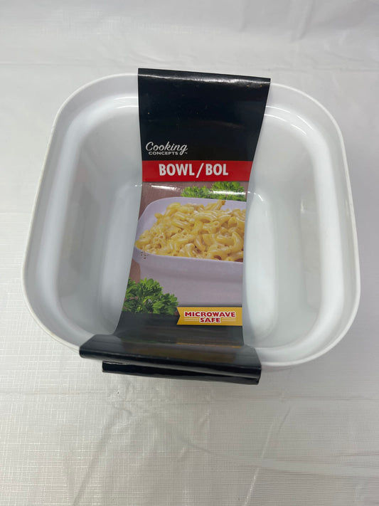 Cooking Concepts White Plastic Bowls – Microwave Safe Set of 2 Medium w/ Packaging