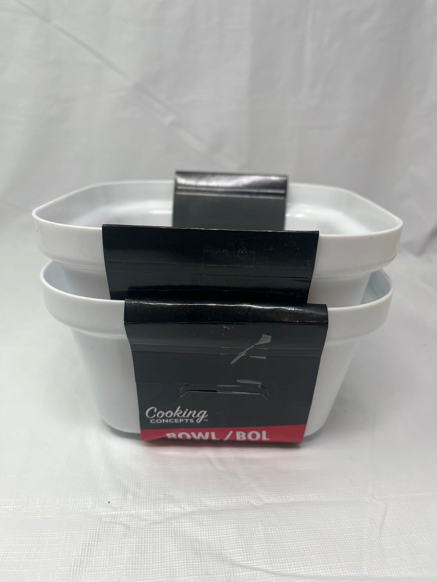 Cooking Concepts White Plastic Bowls – Microwave Safe Set of 2 Medium w/ Packaging